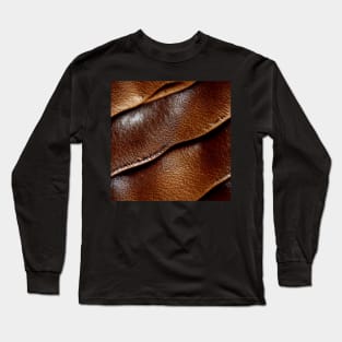 Brown Imitation leather stripes, natural and ecological leather print #26 Long Sleeve T-Shirt